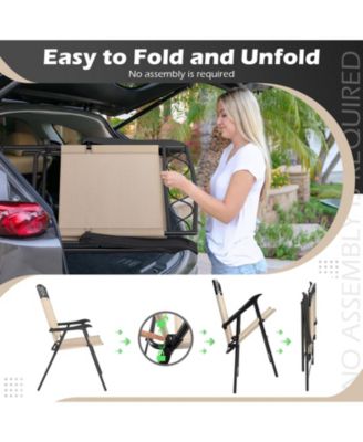 4 Pack Patio Folding Chairs w/ Backrests & Armrests Metal Frame Outdoor