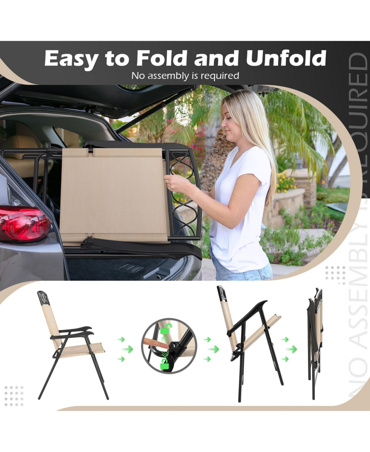 Gymax 4 Pack Patio Folding Chairs w/ Backrests & Armrests Metal Frame Outdoor