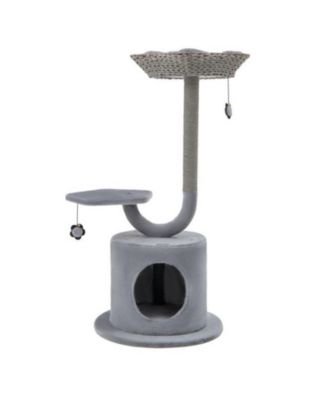 42" Cat Tower with Curved Metal Frame, Sturdy Indoor Activity Tree for Large & Small Cats