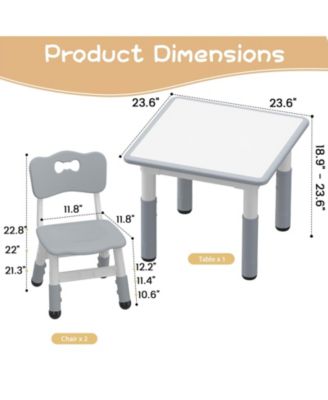 Kids Table and 2 Chairs Set with Graffiti Desktop, Height Adjustable Toddler Table and Chairs Set