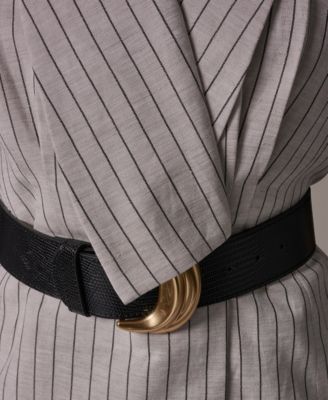 Women's Sleeveless Pinstripe Belted Vest