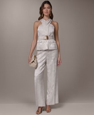 Women's Crossover Belted Sleeveless Top