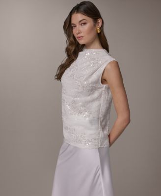 Women's Sequin Gathered Shoulder Blouse