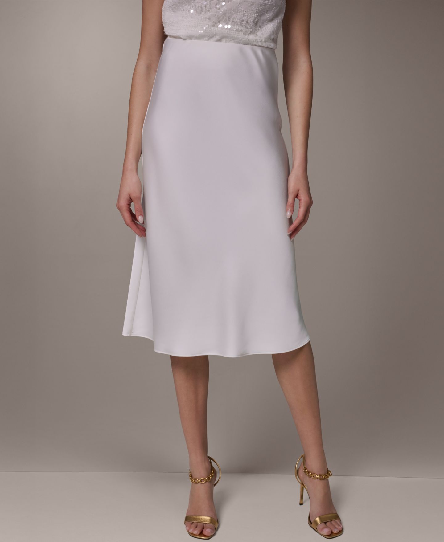 Женская юбка Donna Karan New York Bias Midi, цвет: Кремовый — фото 1