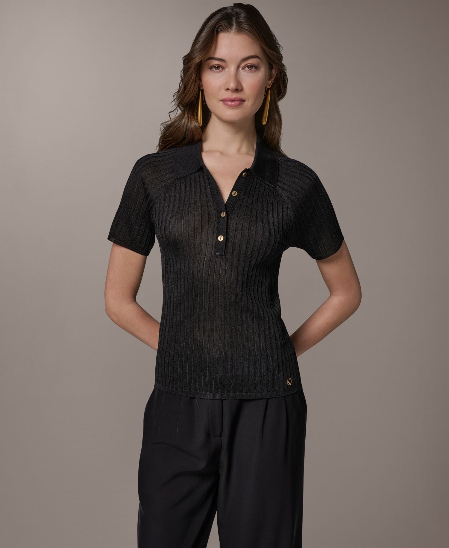 Women's Short-Sleeve Polo Sweater