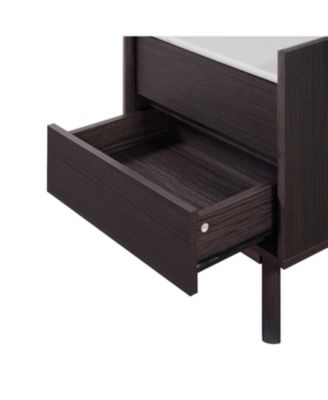 Modern Nightstand with Faux Marble Top, Bediside Table with Drawer