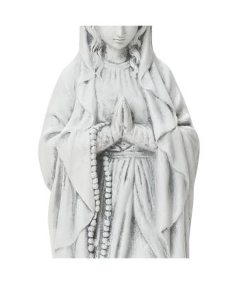 29.3" Praying Mary Statue with Rosary Beads, White Outdoor Religious Decor