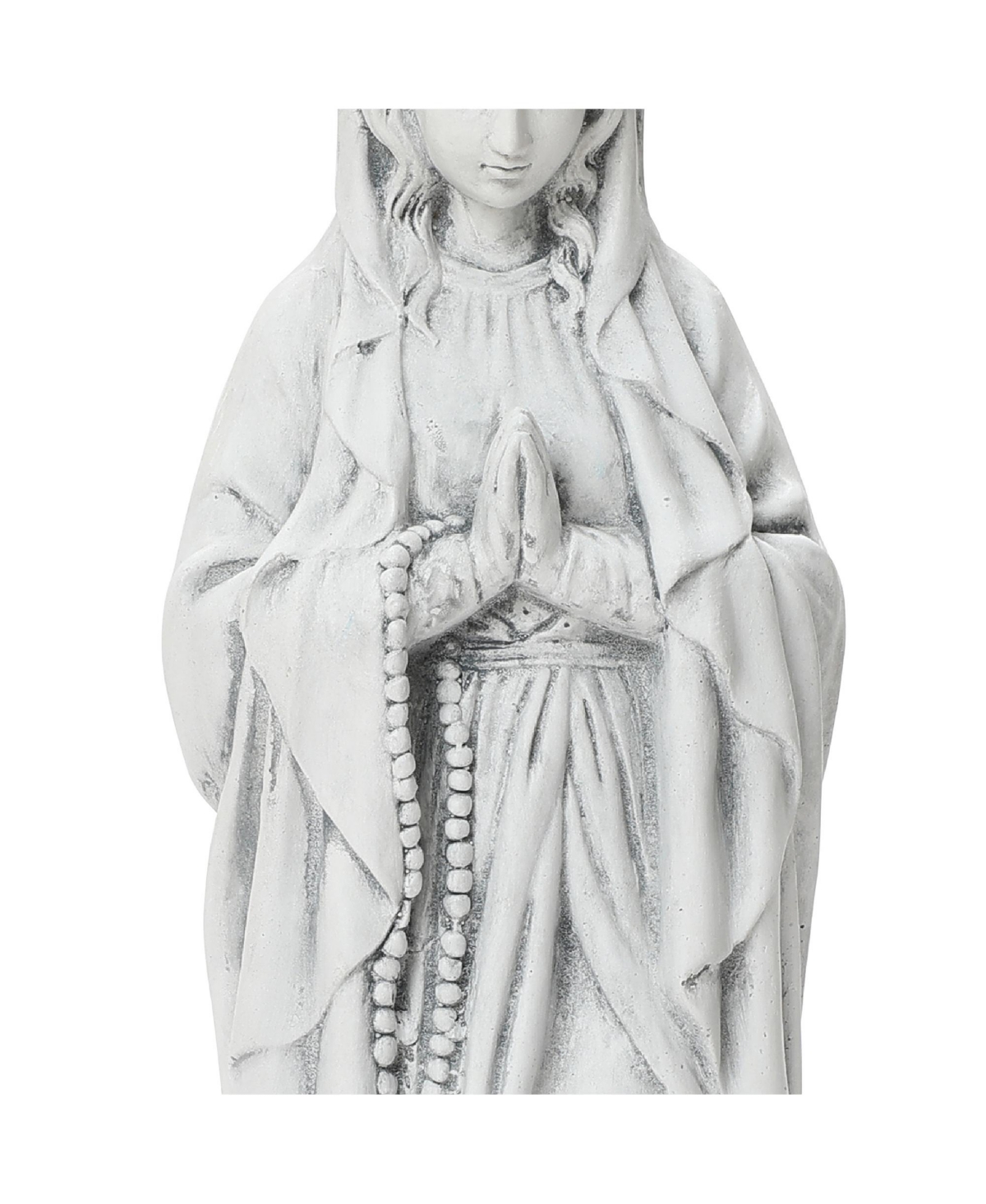 LuxenHome 29.3" Praying Mary Statue with Rosary Beads, White Outdoor Religious Decor