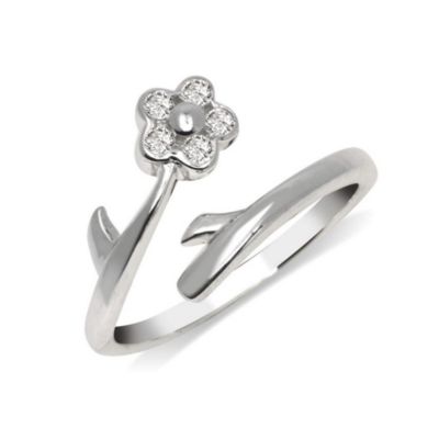 Solid 10K Gold Cubic Zirconia Flower Wrap Toe Ring