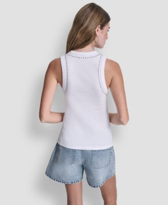 Women's Crewneck Tank Top With Dome Studs