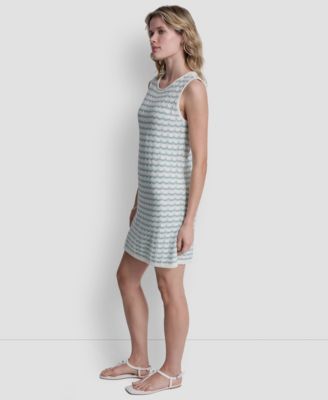 Women's Sleeveless Crew Neck Pointelle Dress