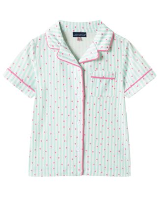 Girls' 2T-4T Button-Down Shirt and Shorts Pajama Set