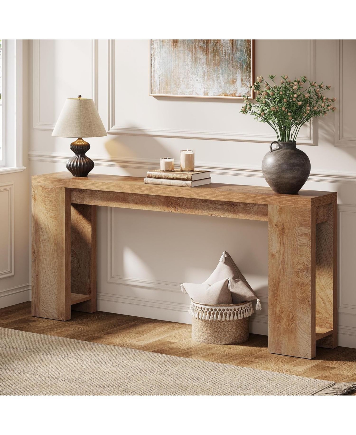 Tribesigns 70.9-Inch Extra Long Console Table, Farmhouse Wood Sofa Table Behind Couch, Narrow Entryway Accent for Living Room