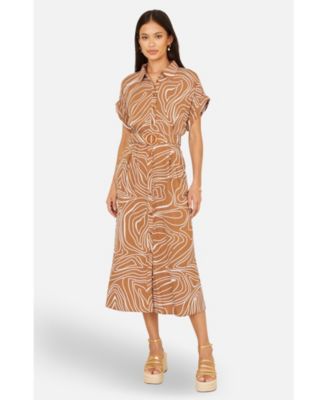 Women's Abstract Swirl Print Relaxed Midi Dress