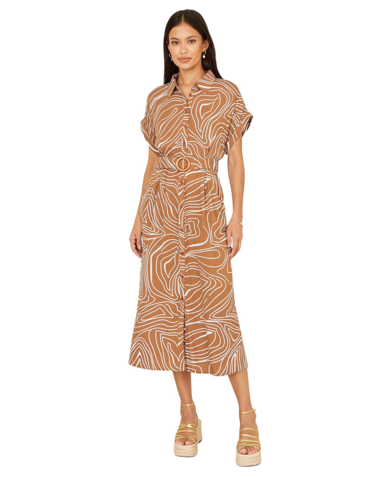 Women's Abstract Swirl Print Relaxed Midi Dress