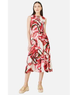 Women's Viscose Swirl Print Midi Dress