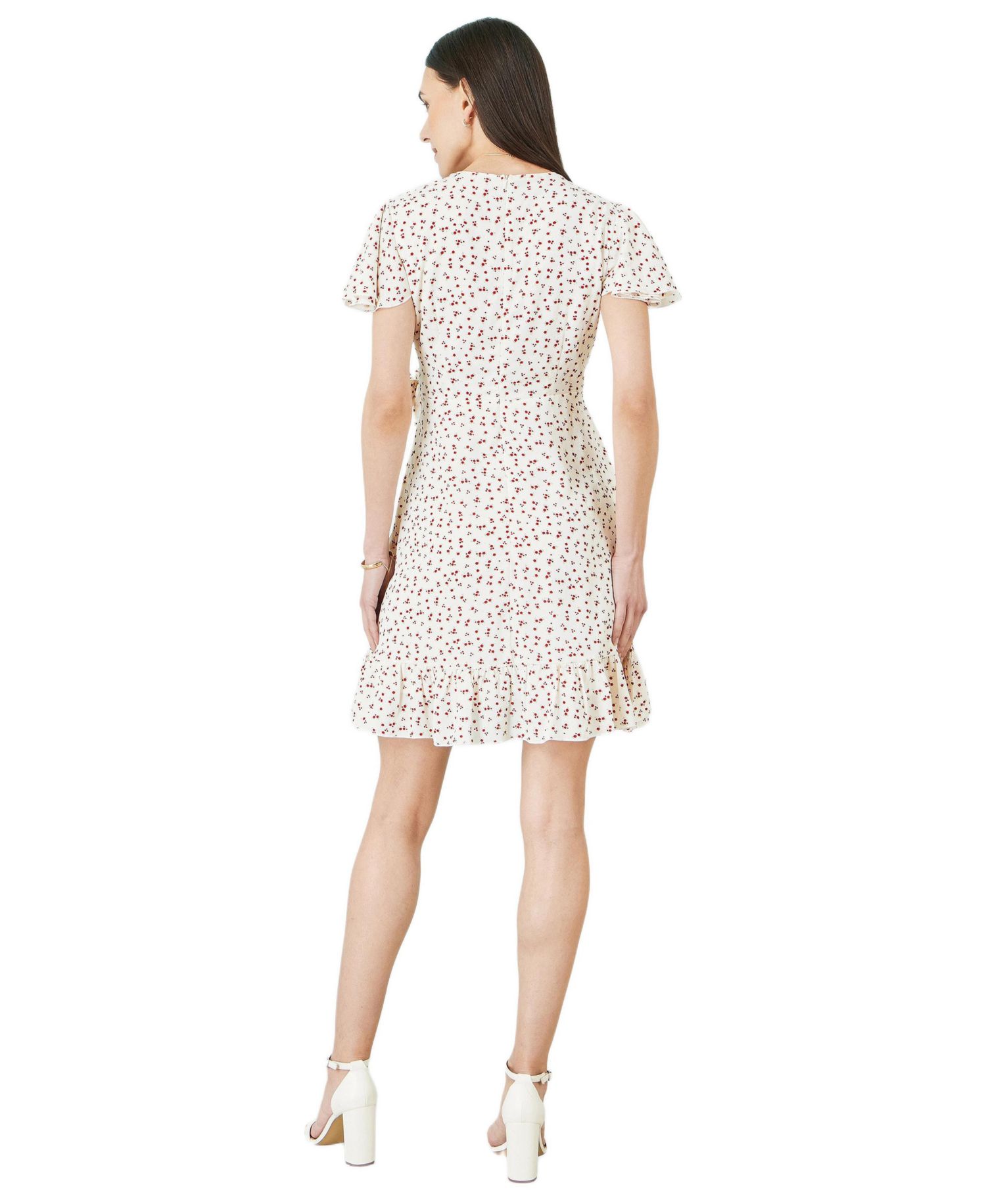 Women's Ditsy Print Frill Wrap Dress