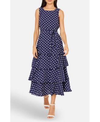 Women's Spot Tiered Midi Dress