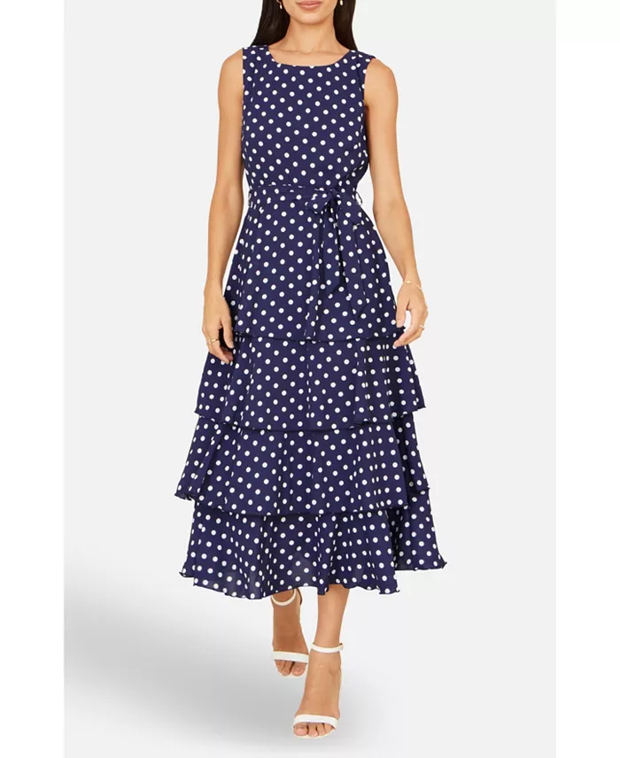 Women's Spot Tiered Midi Dress - thumbnail 8