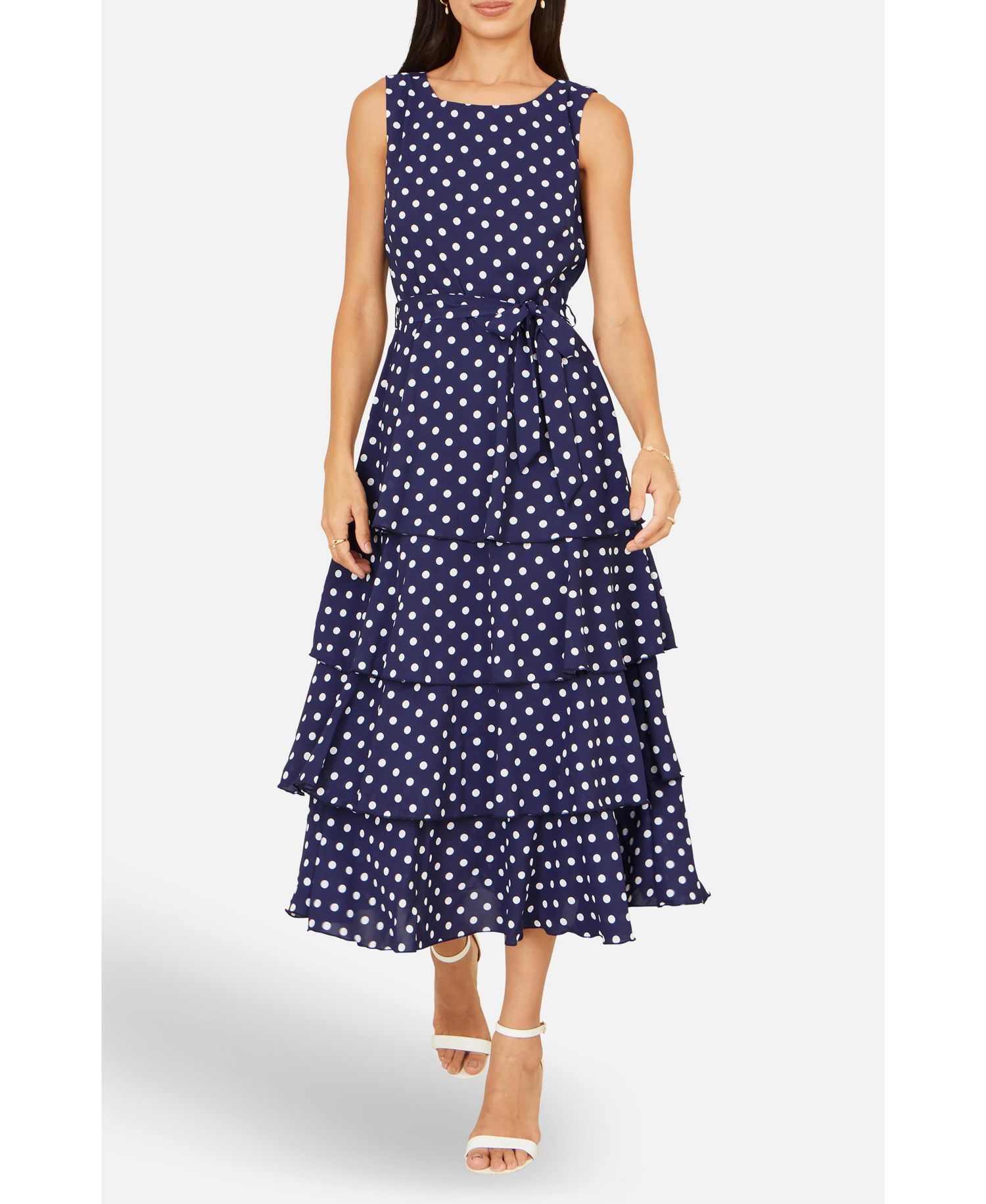 Women's Spot Tiered Midi Dress