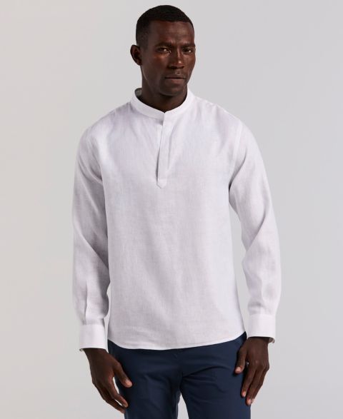 Мужская рубашка Perry Ellis Solid Linen Popover, цвет: Яркий белый
