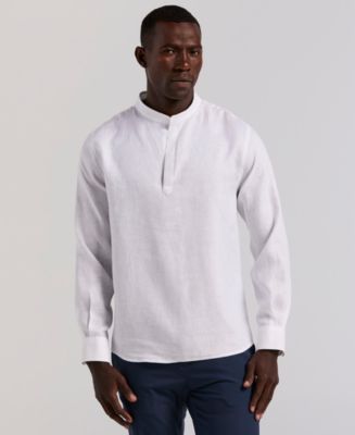 Perry Ellis Men's Solid Linen Popover Shirt - Macy's