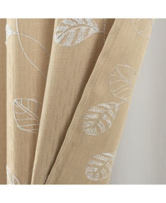 100% Polyester 140 GSM Reed Embroidered Grommet Curtain Panel 54" x 84" Taupe