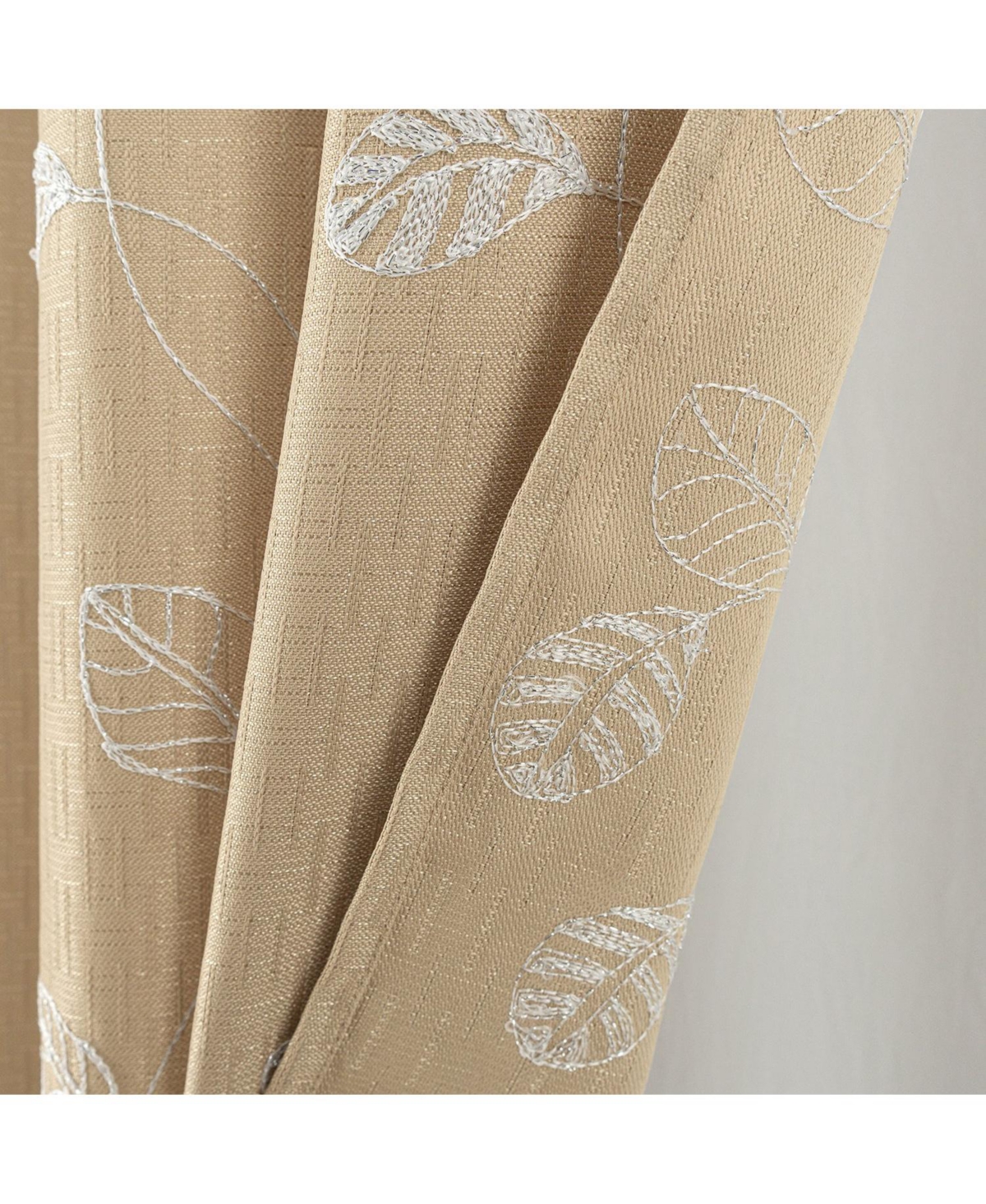Rt Designers Collection 100% Polyester 140 Gsm Reed Embroidered Grommet Curtain Panel 54" x 84" Taupe