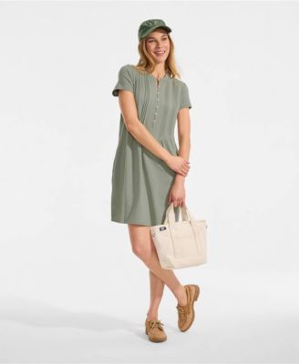 Women's Cotton Modal Pintuck Short Sleeve Dress