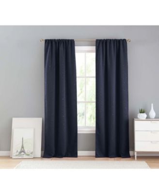 2 Piece Juvi Metallic Shooting Stars Room Darkening Rod Pocket Window Curtain Panels