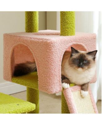 47.2" Cat Tree with Sisal-Covered Scratching Posts, Multi-Level Climbing Tower for Indoor Cats