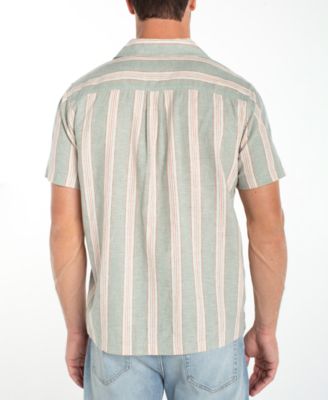 Men's Short-Sleeve Button-Up Stripe Camp Shirt
