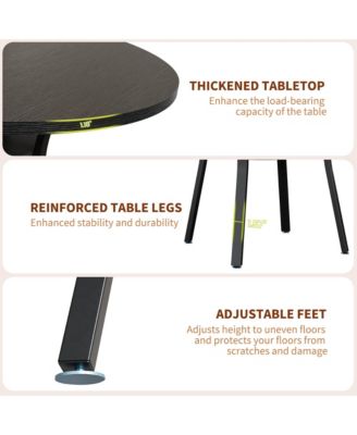 Round Dining Table for 4-6, 47 inch Wood Kitchen Table with Storage Shelf,with Metal Base,No Chairs