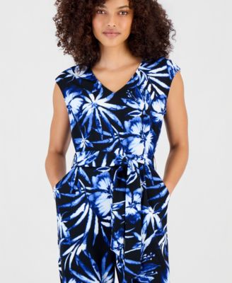 Petite Printed Tie-Waist Jumpsuit