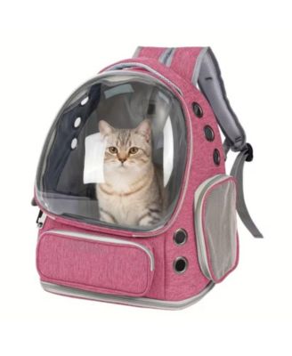 Breathable Transparent Pet Carrier Bag for Cats & Small Dogs – Portable Space Capsule with Zipper, Pink, Ideal for Travel & Outdoor Adventures