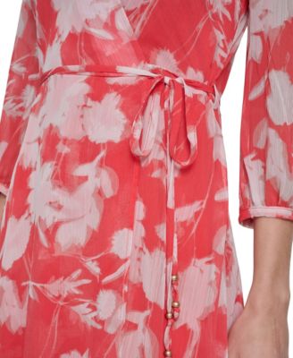 Women's 3/4-Sleeve V-Neck Midi Dress