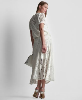 Women's Leaf Crochet Short-Sleeve Top