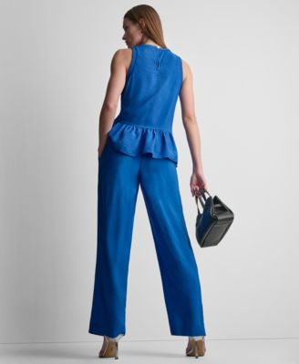 Women's Scoop Neck Blouse and High-Rise Pull-On Ankle Pants