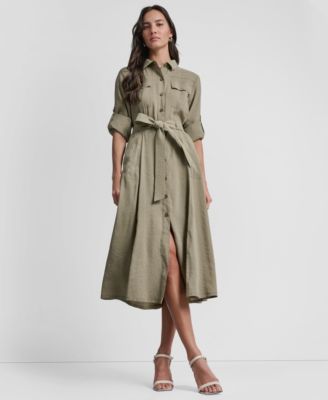 Women's Long-Sleeve Collared Roll Tab Fuji Cargo Dress
