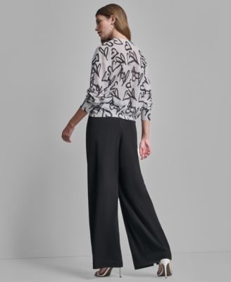 Women's Long-Sleeve Printed Crew Neck Sweater