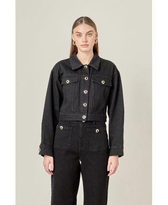 Women's Drop Shoulder Cropped Denim Jacket