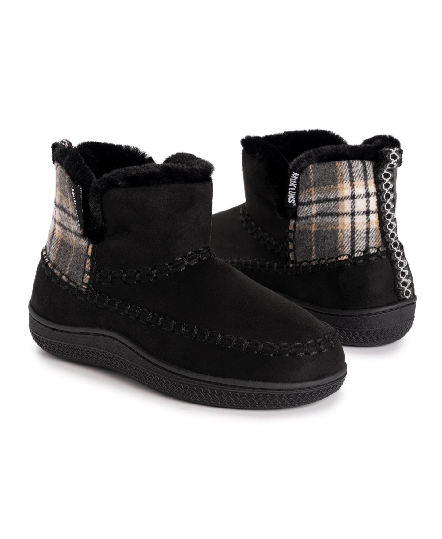Женские тапочки MUK LUKS Haven Slipper, цвет: Чёрный / Клетчатый — фото 5