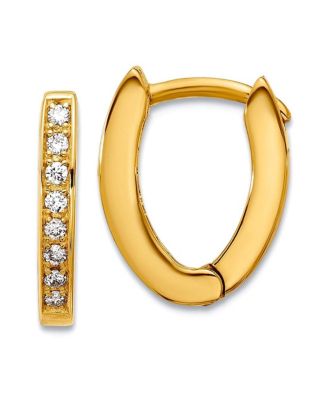 18k Yellow or White Gold 0.16cttw Diamond Wishbone Hoop Earrings