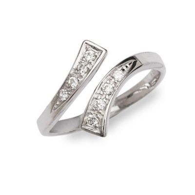 Curata Jewelry Solid 10K Gold Cubic Zirconia Adjustable Bypass Toe Ring - White gold