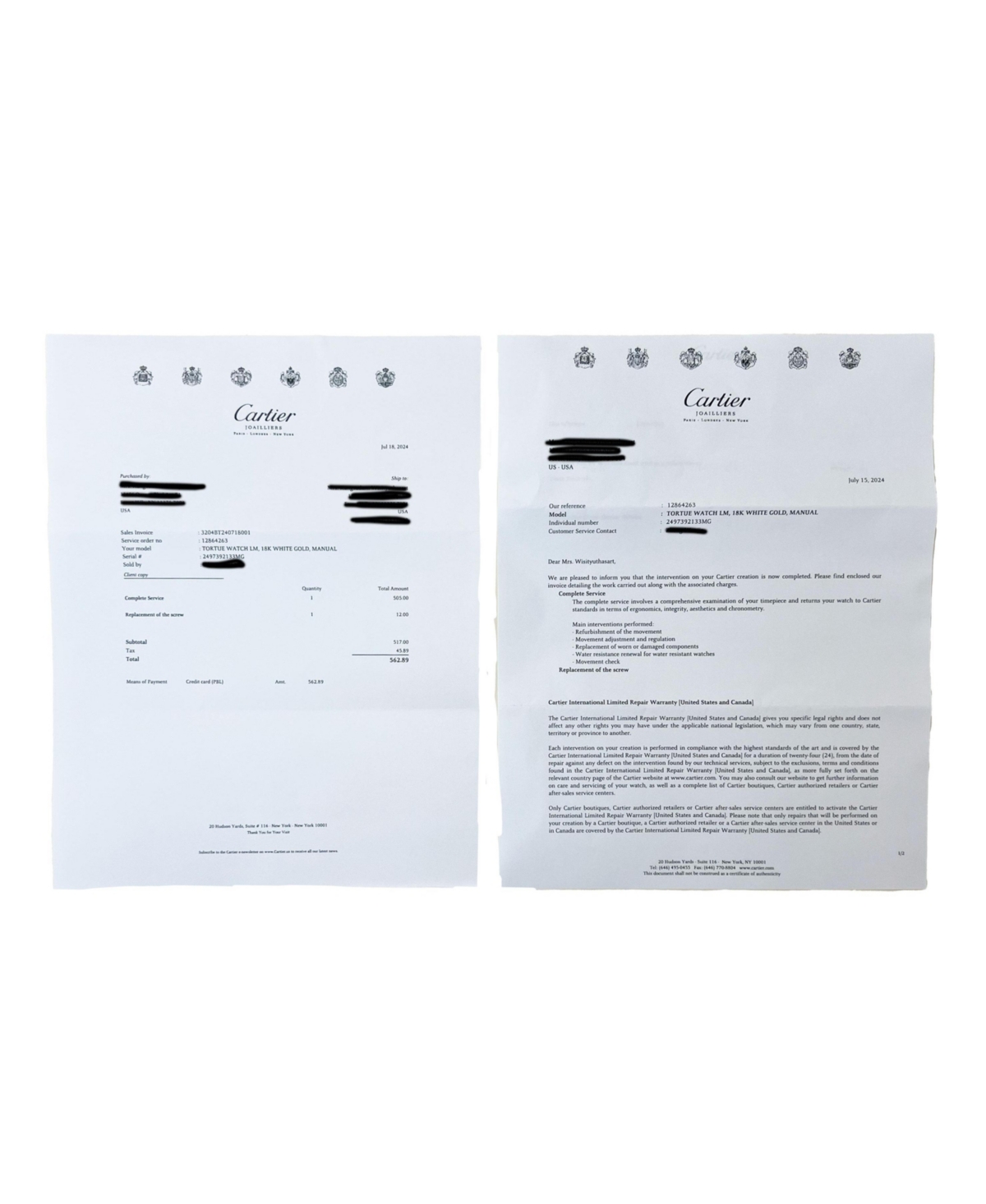 Pre-Owned Cartier Tortue de Cartier WA504351 Unisex Watch in 18kt White Gold