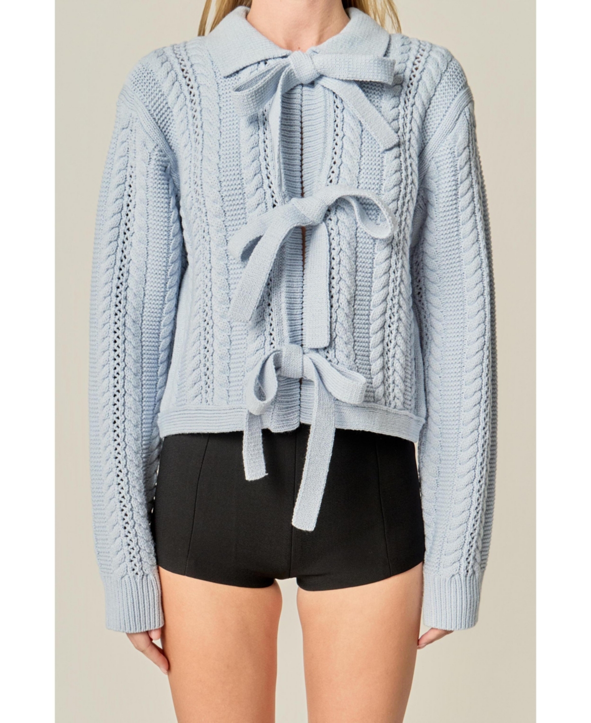 English Factory Women's Cable Bow Cardigan