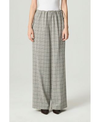 Women's Plaid Wide-Leg Drawstring Pants