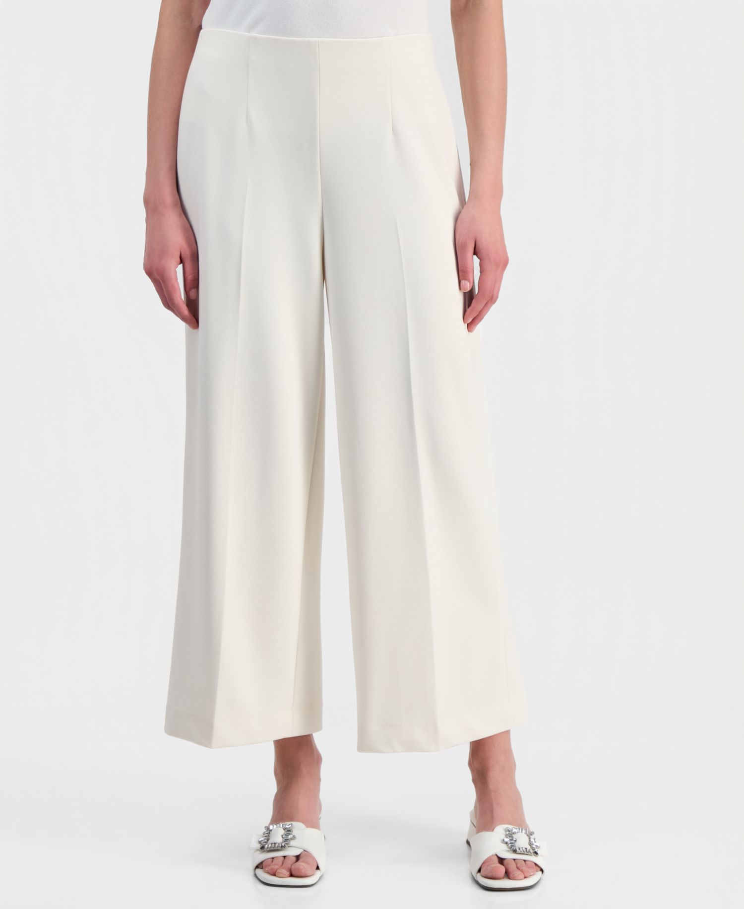 Petite High-Rise Wide-Leg Crop Pants