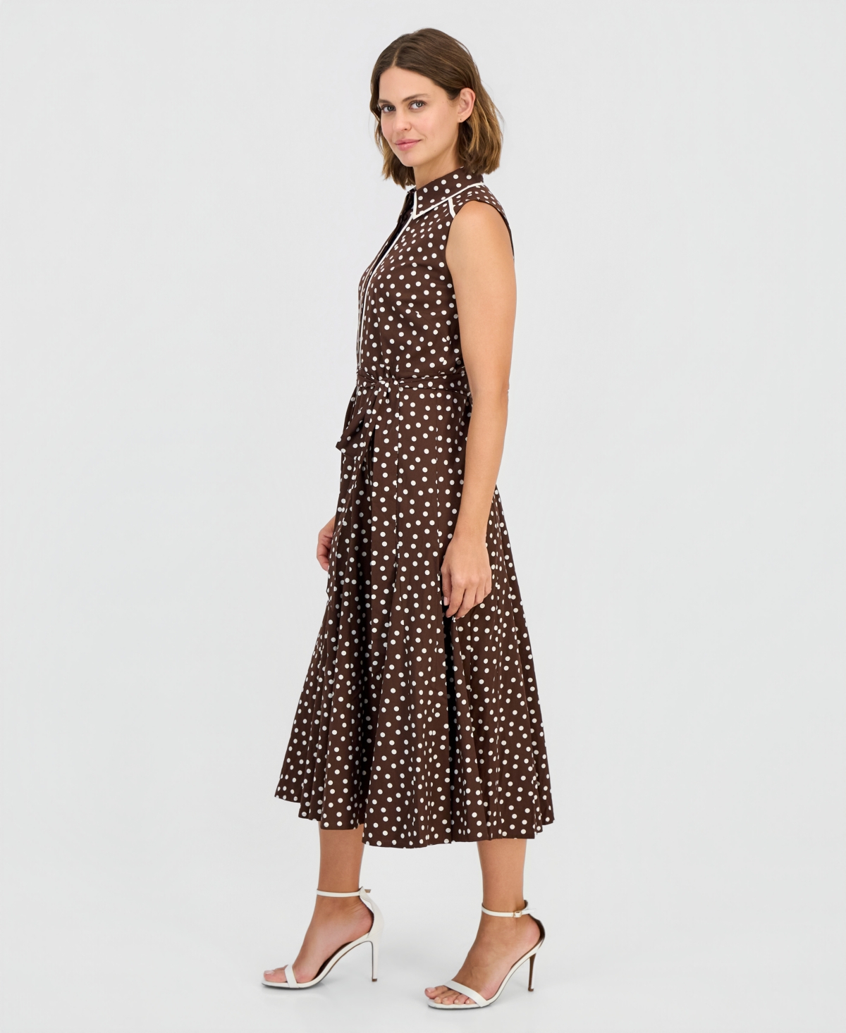 Anne Klein Petite Sleeveless Godet Shirt Dress