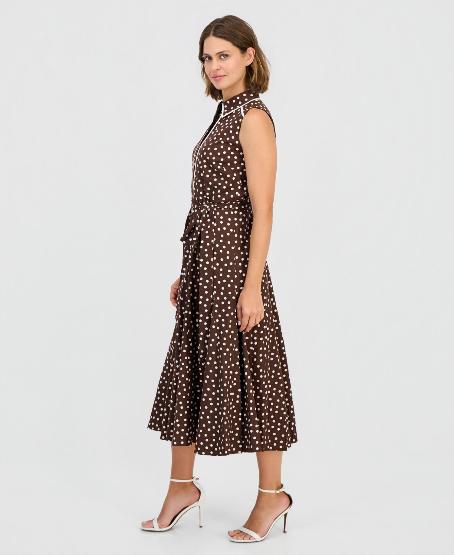Petite Sleeveless Godet Shirt-Dress